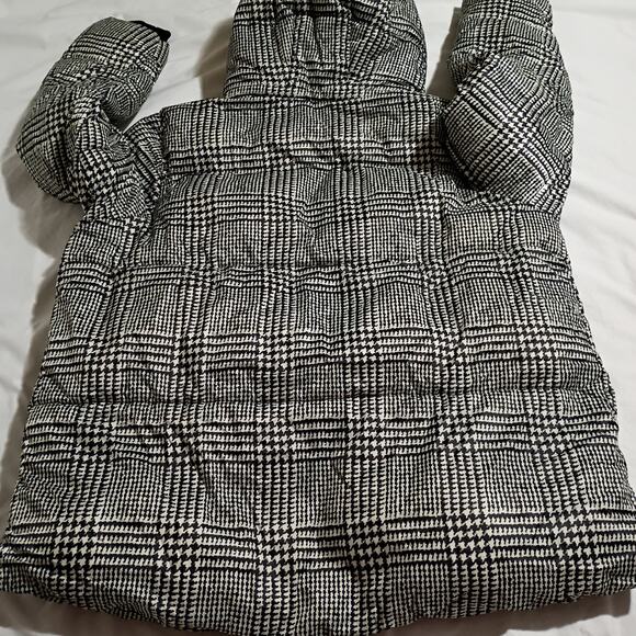 Lisa Rinna Collection 1X Puffer Coat Houndstooth Black/White Detachable Hood - Picture 6 of 12
